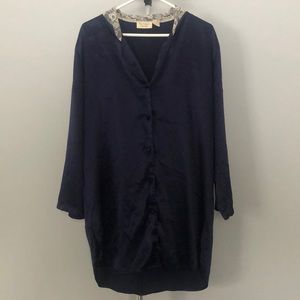 Vintage Victoria’s Secret Gold Label Navy Blue Silk Nightshirt/Nightgown Sz S/P